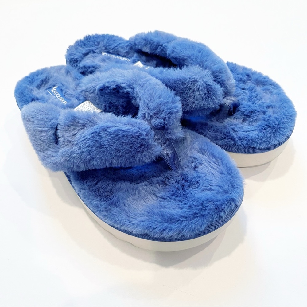 Koolaburra by UGGs flip-flop fur slippers sandals blue size 7 Furr-ee